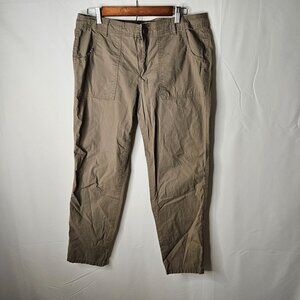 Liz Claiborne Classic Size 10 Tan Cotton Spandex Zip Crop Pant 26" Inseam